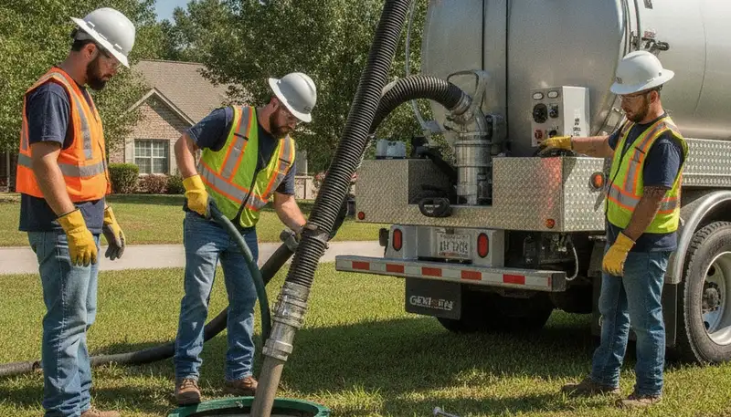 Septic pumping truck servicing a Billings, MT home for On Call Plumbers
