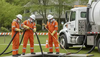 Billings, MT plumber cleaning a septic tank for home plumbing maintenance