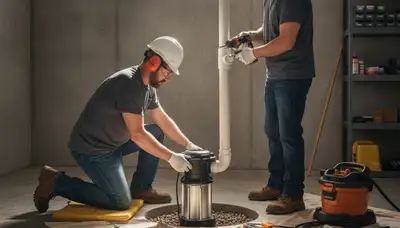 Billings, MT plumbers installing a sump pump to protect a home from flooding and snowmelt