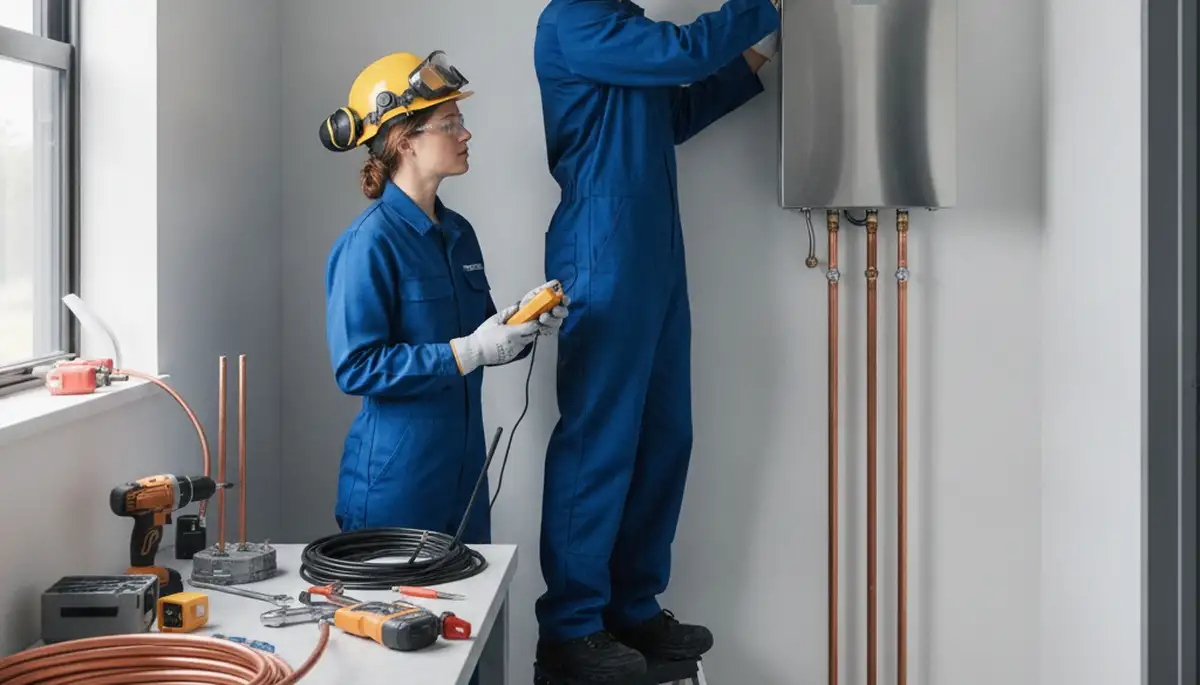 Billings, MT plumber installing a tankless water heater for efficient on-demand hot water
