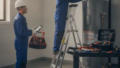 Billings, MT plumber repairing a water heater for a home service call